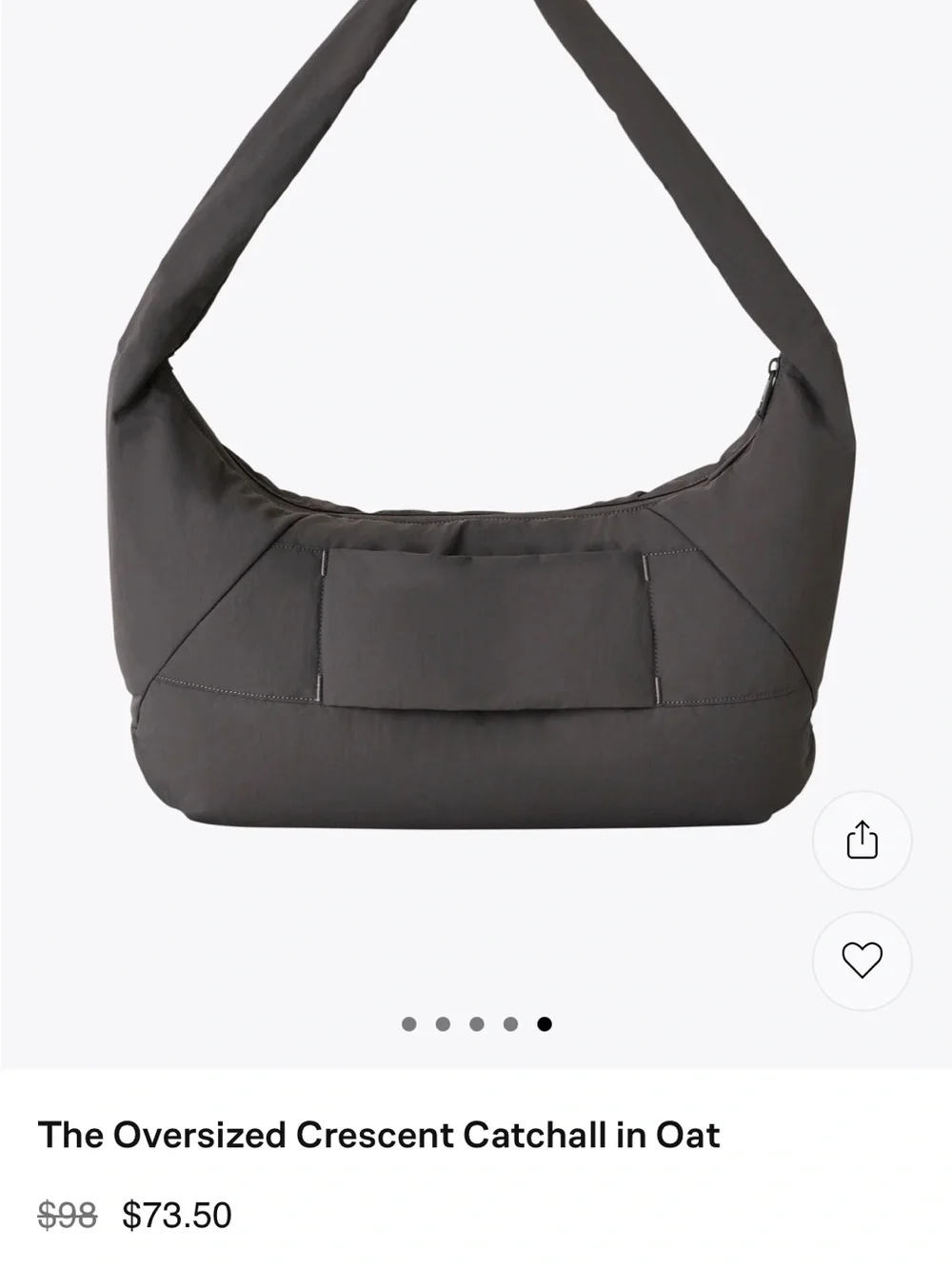 BEIS Crescent Catchall Shoulder Bag in Charcoal